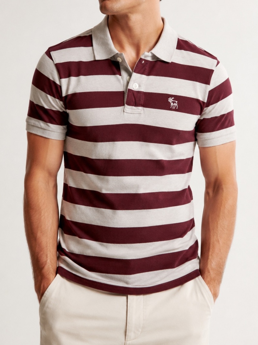 2/40$ Men’s ABERCROMBIE&FITCH‎ muscle fit striped brown and beige Polo sz medium